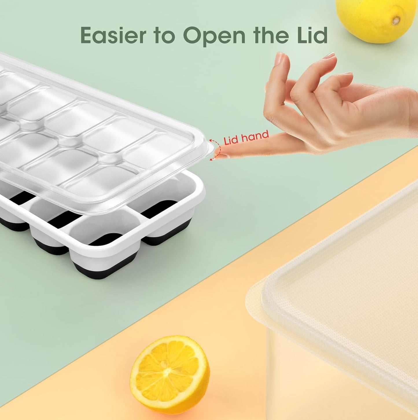 DOQAUS Ice Cube Tray with Lid and Bin - 4 Pack Silicone Ice Cube Trays for Freezer, Stackable Ice Bucket Kits with Storage Container & Scoop for Kitchen, RV, Cocktail, Coffee Quick Pick Grocers