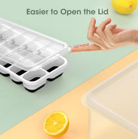 DOQAUS Ice Cube Tray with Lid and Bin - 4 Pack Silicone Ice Cube Trays for Freezer, Stackable Ice Bucket Kits with Storage Container & Scoop for Kitchen, RV, Cocktail, Coffee Quick Pick Grocers