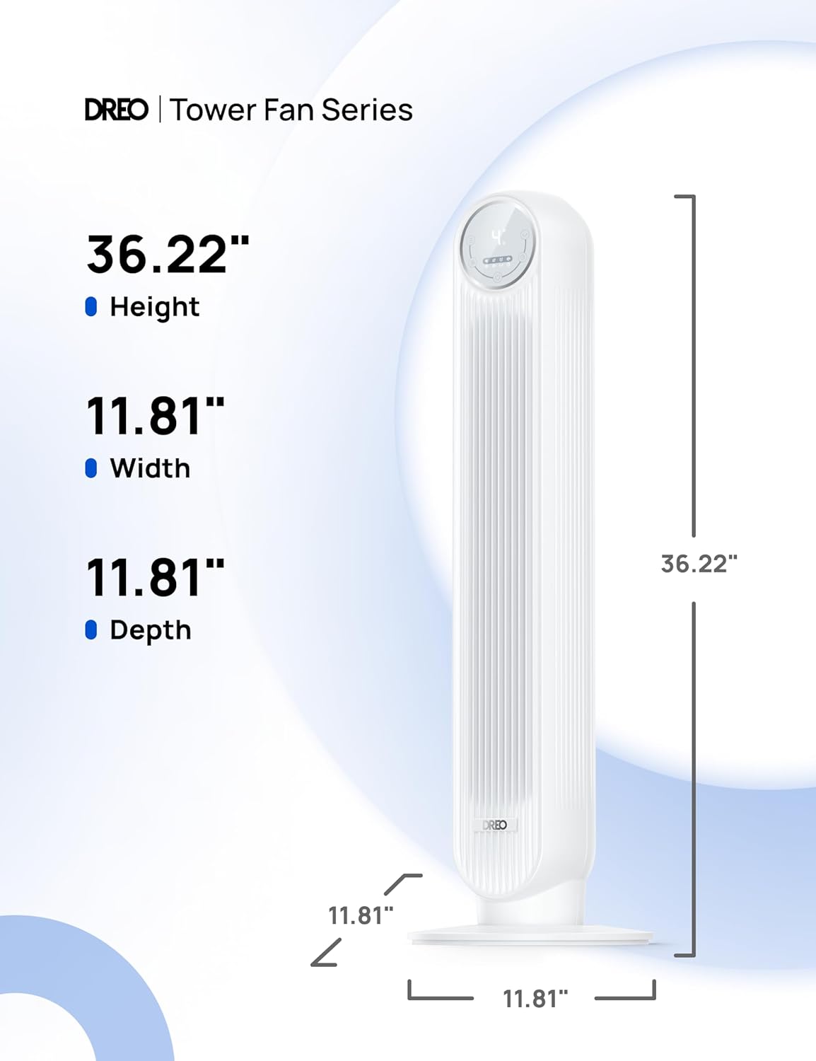 DREO Tower Fan for Bedroom, 2026 Upgraded DC Motor, 28ft/s High Velocity, 20dB Ultra Quiet Standing Fan, 8 Speeds 4 Modes, 90° Oscillating Bladeless Fan for Indoors, Floor Fans with Remote Quick Pick Grocers