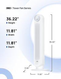 DREO Tower Fan for Bedroom, 2026 Upgraded DC Motor, 28ft/s High Velocity, 20dB Ultra Quiet Standing Fan, 8 Speeds 4 Modes, 90° Oscillating Bladeless Fan for Indoors, Floor Fans with Remote Quick Pick Grocers