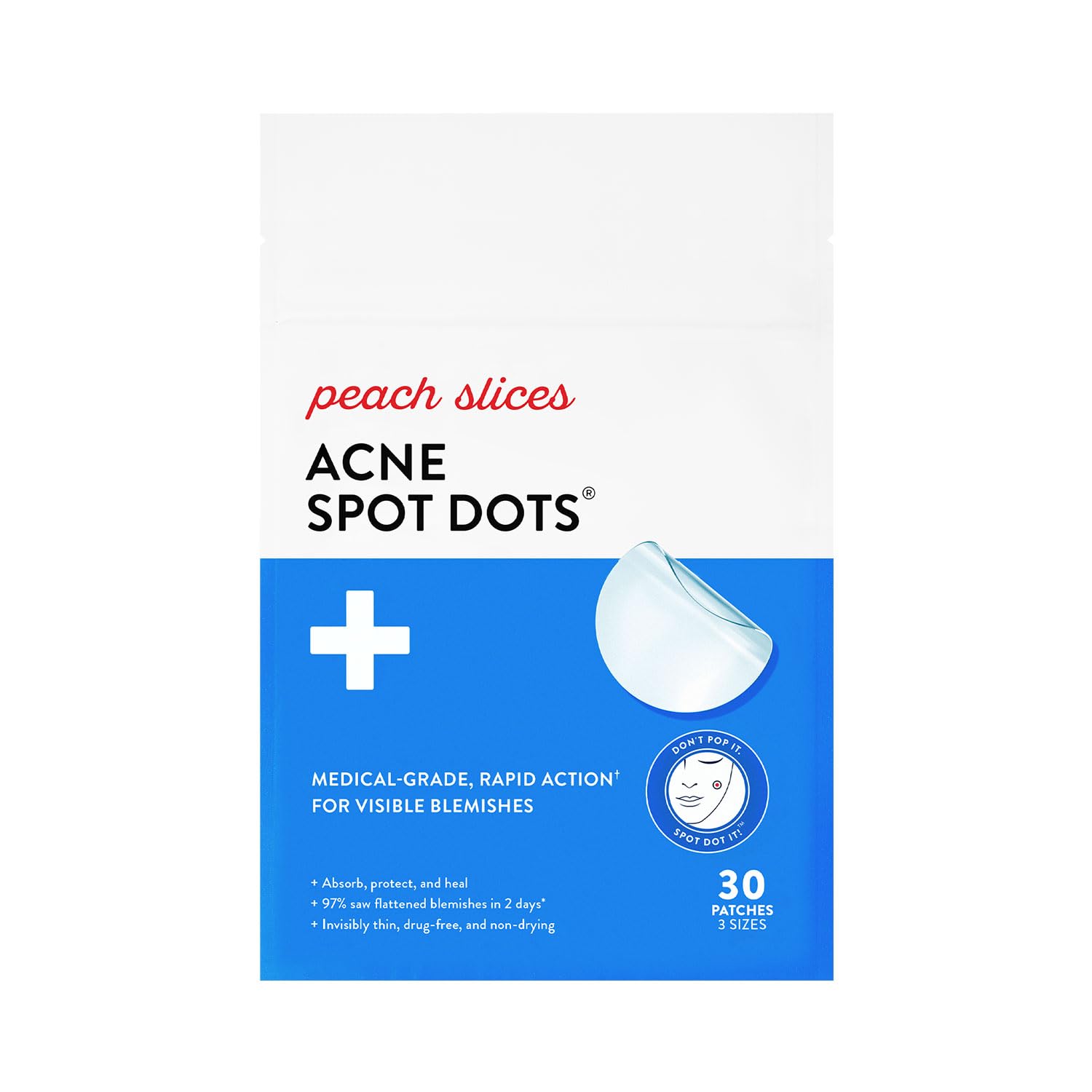 Peach Slices - Acne Spot Dots - Hydrocolloid Pimple Patches for Face - Absorb Gunk, Protect Picking & Support Healing - Vegan, Cruelty Free, Korean Skin Care & Beauty Quick Pick Grocers