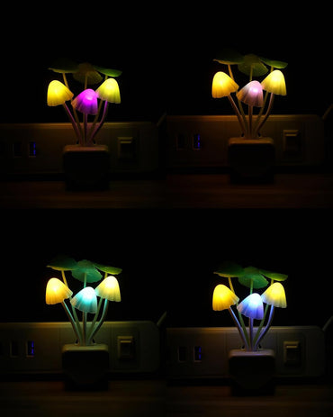 Rienar Sensor Led Night Light, Color Changing Plug-in LED Mushroom Dream Bed Lamp Quick Pick Grocers