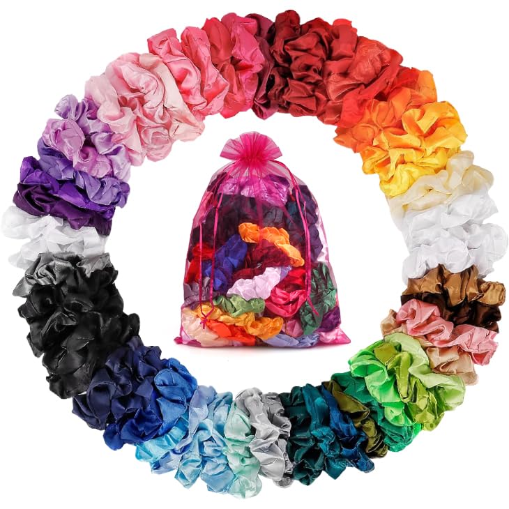 ADRIONE Satin Scrunchies for Women & Girls - 60 Pack Silk Scrunchies for Curly Hair Quick Pick Grocers