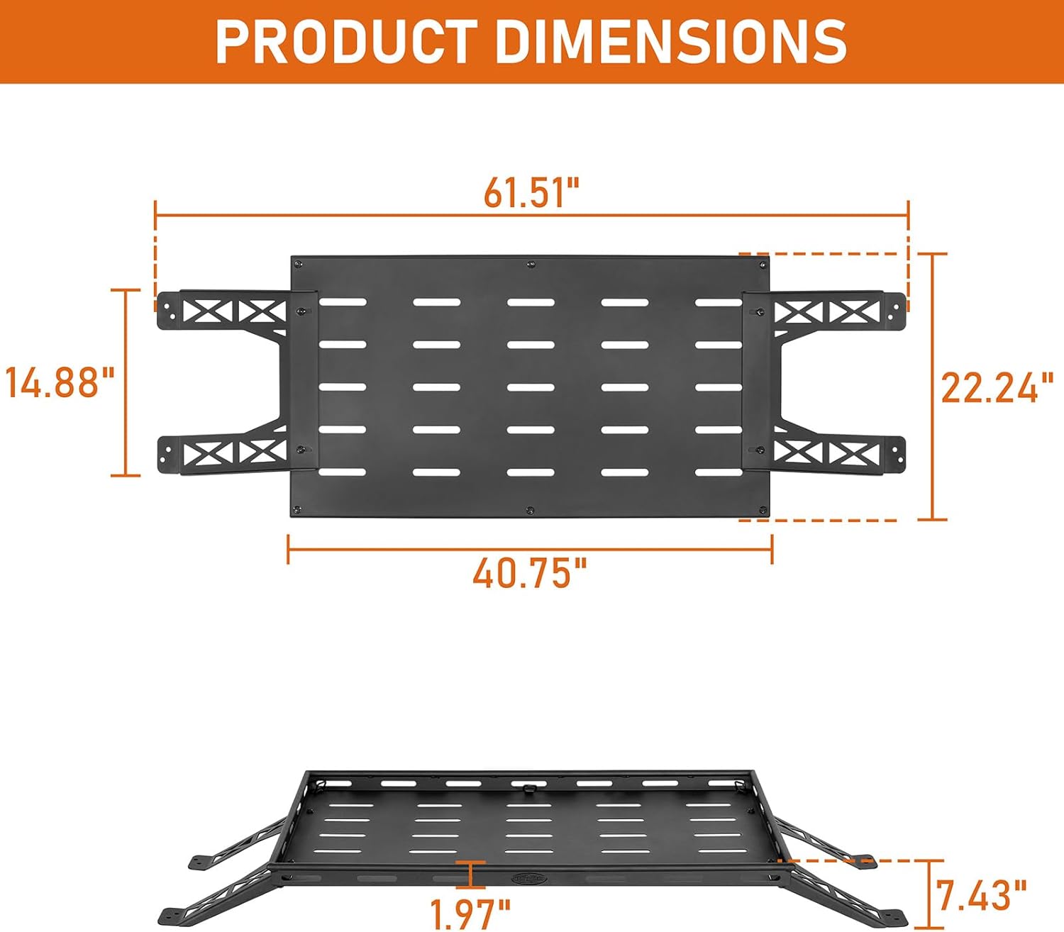 Hooke Road Rear Trunk Cargo Rack Basket Tray for 2007-2026 Jeep Wrangler JK JL 4-Door Hardtops, Sturdy Steel Shelf for Camping Trip Gear Quick Pick Grocers