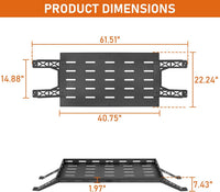 Hooke Road Rear Trunk Cargo Rack Basket Tray for 2007-2026 Jeep Wrangler JK JL 4-Door Hardtops, Sturdy Steel Shelf for Camping Trip Gear Quick Pick Grocers
