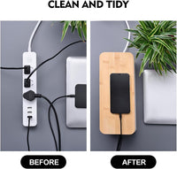 2 Pack Large Cable Management Box – Wooden Style Cord Organizer Box and Cover for TV Wires, Computer, Router, USB Hub and Under Desk Power Strip – Safe ABS Material and Baby-Pets Proof Lock Quick Pick Grocers
