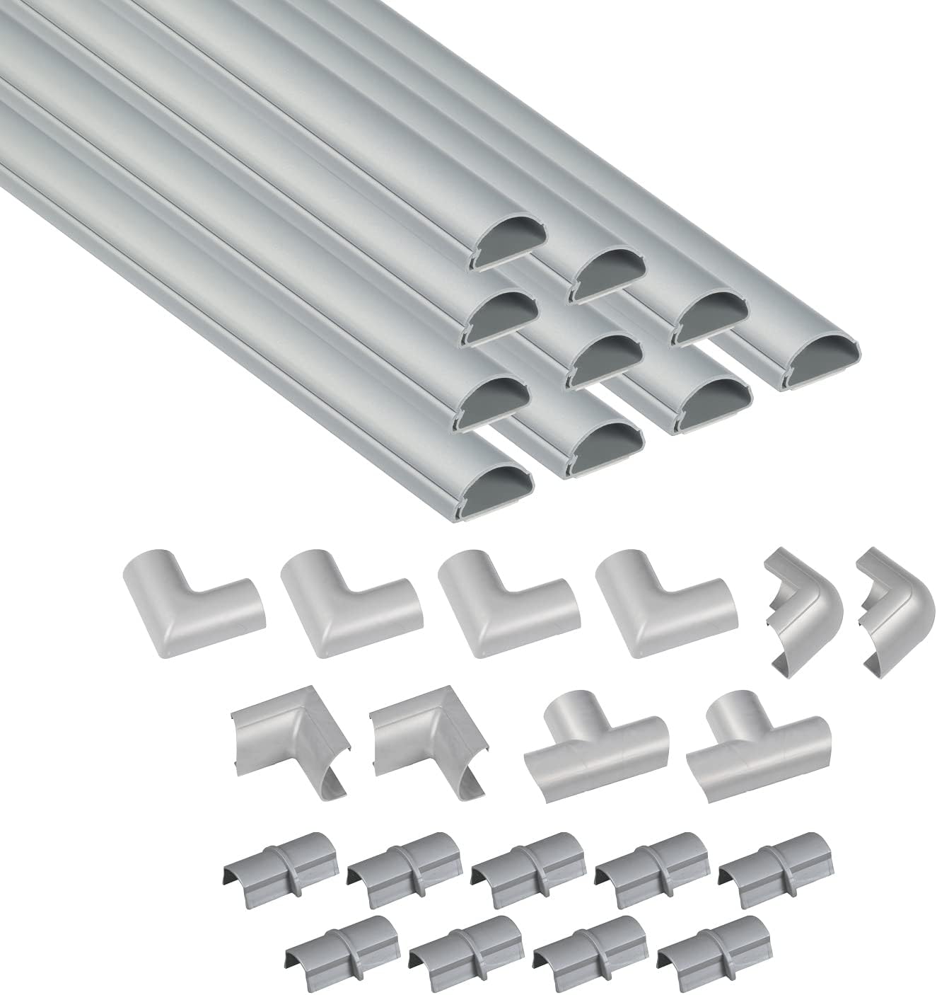 D-Line 157in Cord Hider Kit, Patented Cable Cover, Hide Wires on Wall, Channel for TV Mount Cords, Raceway Wire Hiders, Paintable, Adhesive, Half Round Quick Pick Grocers