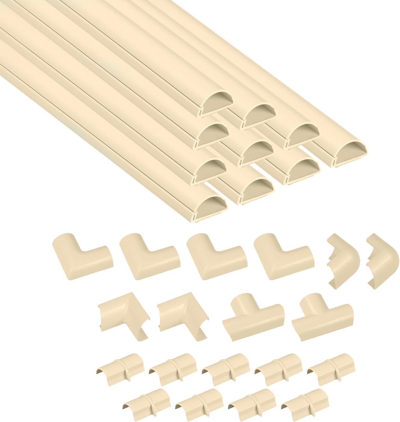 D-Line 157in Cord Hider Kit, Patented Cable Cover, Hide Wires on Wall, Channel for TV Mount Cords, Raceway Wire Hiders, Paintable, Adhesive, Half Round Quick Pick Grocers