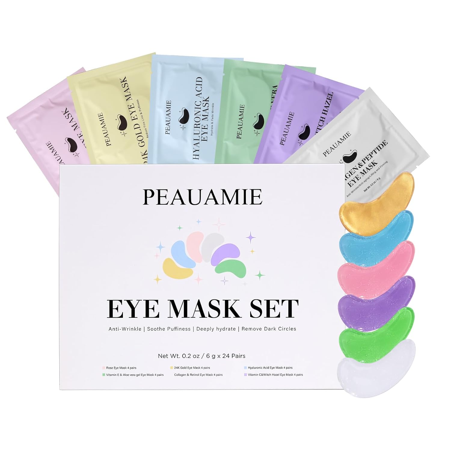 PEAUAMIE Under Eye Patches Collagen and Peptide Eye Mask for Dark Circles and Puffiness,Face Mask Skin Care Products 30 Pairs Quick Pick Grocers
