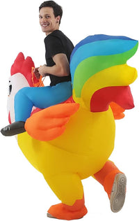 KOOY Inflatable Costume Adult, Riding Chicken Costume for Men/Women, Blow up Ride on Rooster, Funny Halloween Costumes Adult Christmas Holiday Party Suit Quick Pick Grocers