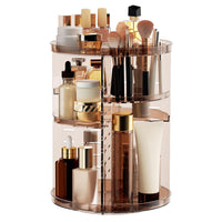Rotating Makeup Organizer, DIY 8 Adjustable Layers Spinning Skincare Storage, Cosmetic Display Case with Brush Holder and Perfume Tray, Multi-Function Vanity Bathroom Countertop Organizer Clear Quick Pick Grocers