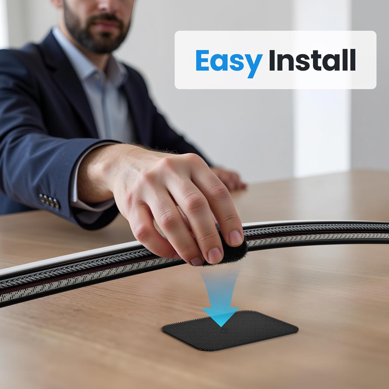 Cable Management Under Desk, 【Up to 15 Cord】【Enhanced Wire Holder】 Cord Organizer Holder, Adjustable Hook and Loop Cable Ties, Wire Clips Under Table Hider Quick Pick Grocers