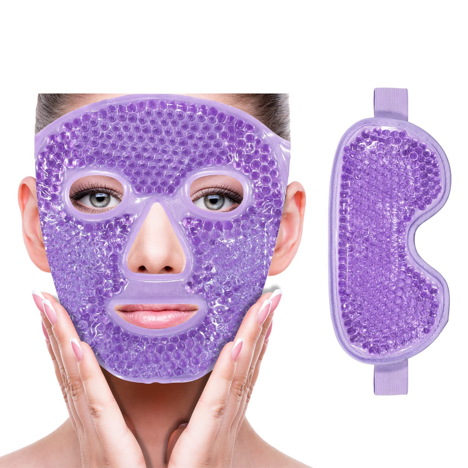 ZNÖCUETÖD Cold Face Eye Mask Ice Pack Reduce Facial Puff, Dark Circles, Hot Cold Compress Pack, Face SPA Gift for Woman Sleeping, Pressure, Headaches, Skin Care, Post Laser Cosmetic Care, Reversible Quick Pick Grocers