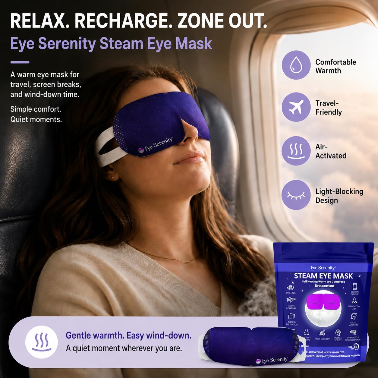 Eye Serenity Steam Eye Mask, Heated Eye Mask, Self Heating Warm Compress for Dry Eyes, Fast Relief for Stye, Puffy Sensitive Eyes, Moist Heat, Relaxation Gifts for Women and Men (15 Pack) Quick Pick Grocers