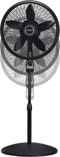 Lasko Oscillating Cyclone Pedestal Fan with Remote Control - Cooling Standing Fan for Bedroom, Living Room, and Home Office - Adjustable Height - 3 Quiet Speeds - 1843 - 18" Blade Diameter - Black Quick Pick Grocers