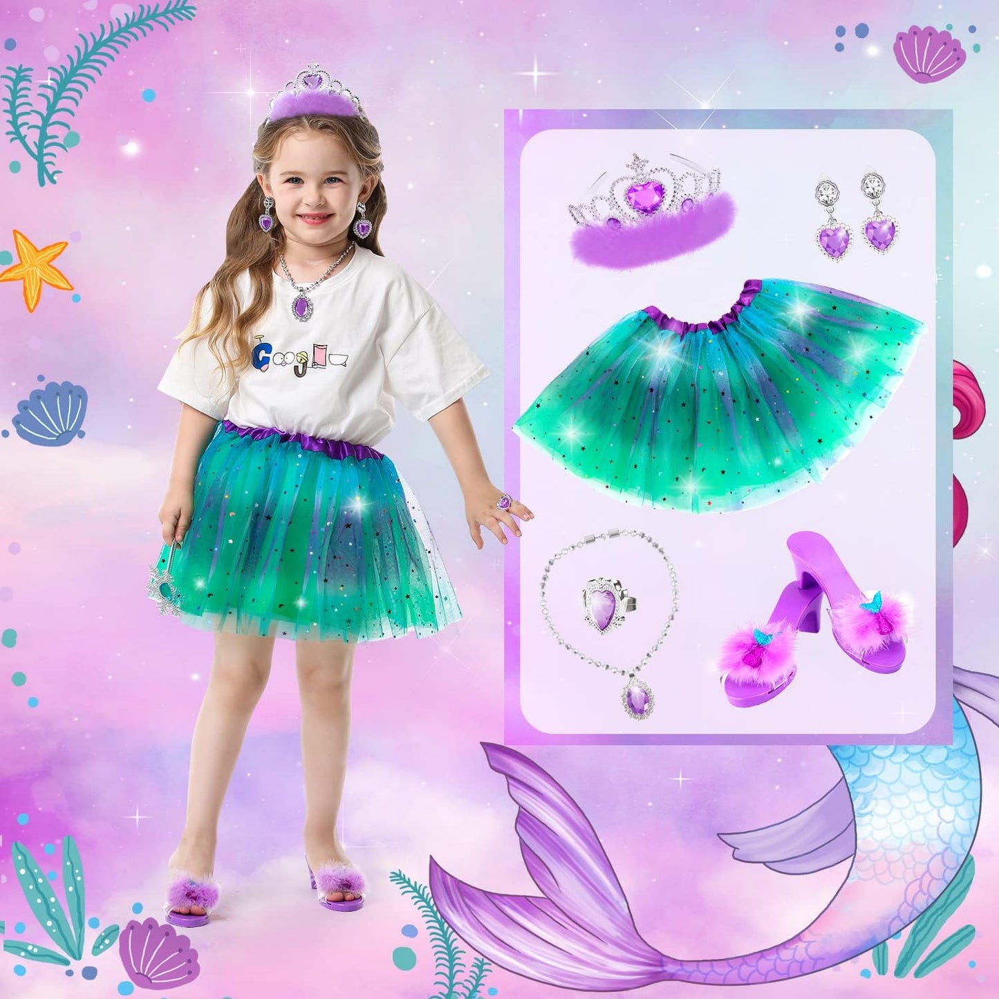 Princess Dress Up Shoes Set, Girls Dress Up Toys Toddler Jewelry Boutique Kit, 3 Themes of Unicorn Mermaid Ice Princess Costumes Set, Pretend Play Gifts for Little Girls Aged 3-6 Years Old Quick Pick Grocers