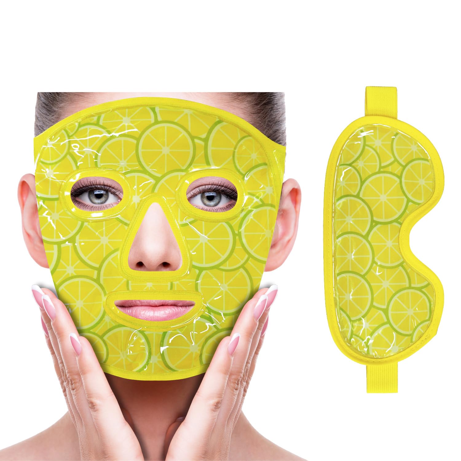 ZNÖCUETÖD Cold Face Eye Mask Ice Pack Reduce Facial Puff, Dark Circles, Hot Cold Compress Pack, Face SPA Gift for Woman Sleeping, Pressure, Headaches, Skin Care, Post Laser Cosmetic Care, Reversible Quick Pick Grocers