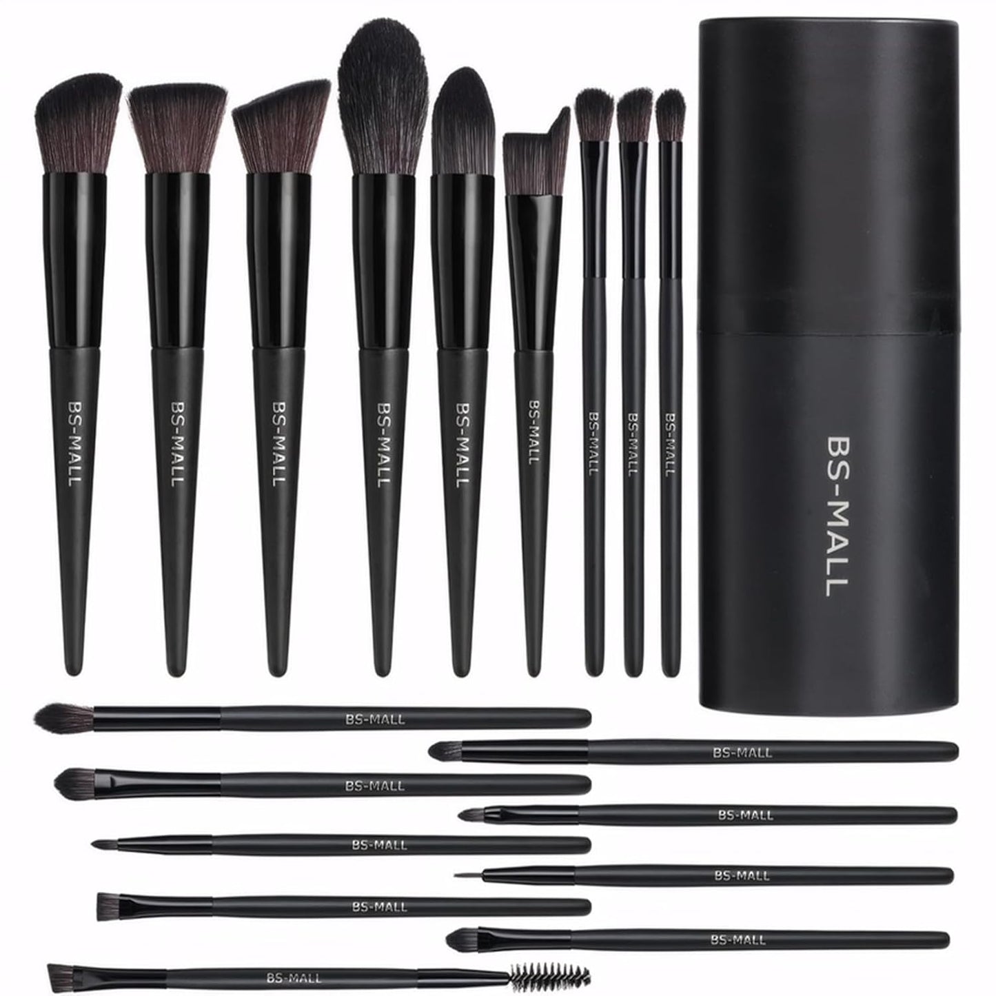 BS-MALL Makeup Brush Set 18 Pcs Professional Foundation Powder Concealers Eyeshadow Blush Synthetic Makeup Brushes with Labeled instruction Black Case Upgraded Version Quick Pick Grocers