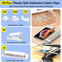 [313Pcs] Cable Management Kit, 67 Adhesive Cable Clips, Topavatop Desk Cord Organizer, 22 Reusable Cable Strap, 4 Cable Sleeve Split, 200 Nylon Cable Zip Ties with 20 Mounts for TV Office Home Quick Pick Grocers