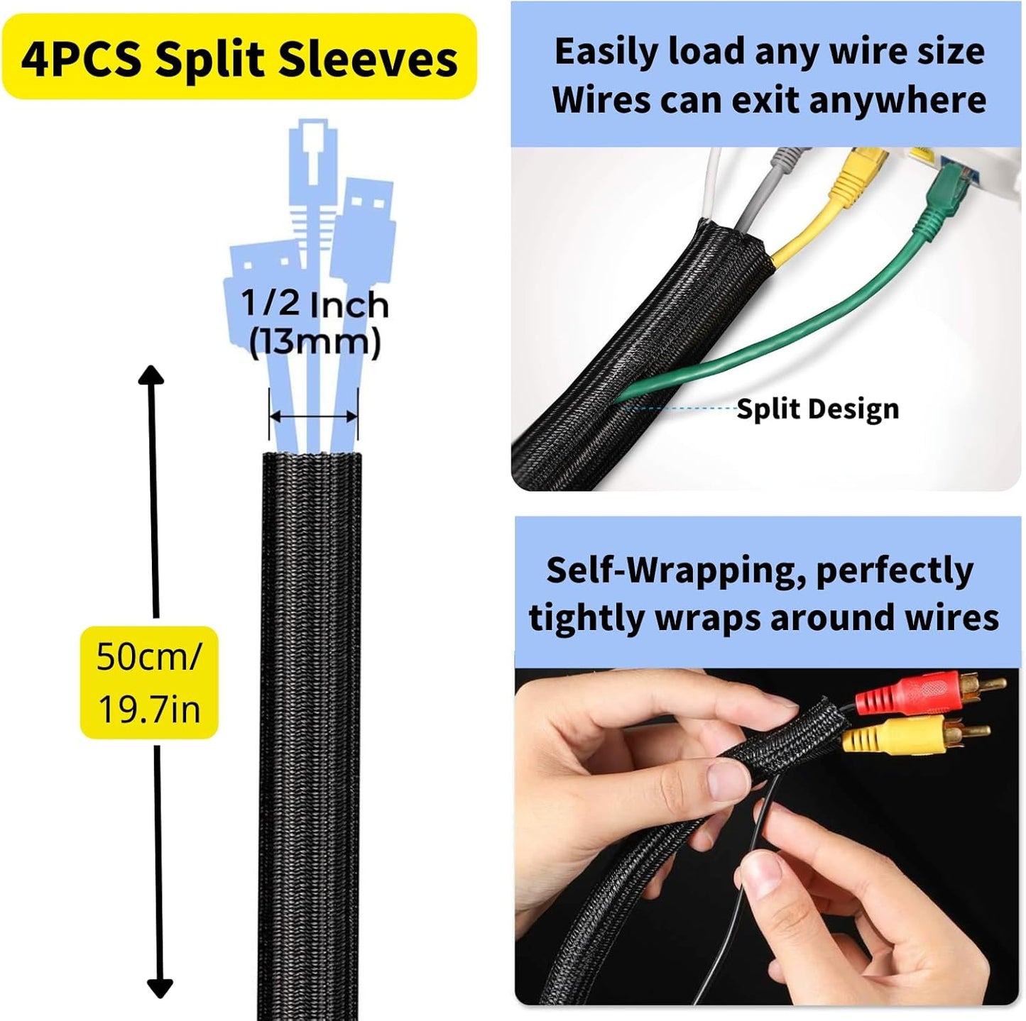 [313Pcs] Cable Management Kit, 67 Adhesive Cable Clips, Topavatop Desk Cord Organizer, 22 Reusable Cable Strap, 4 Cable Sleeve Split, 200 Nylon Cable Zip Ties with 20 Mounts for TV Office Home Quick Pick Grocers