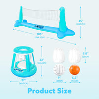 JOYIN Inflatable Pool Float Set Volleyball Net & Basketball Hoops, Balls Included for Kids and Adults Swimming Game Toy, Summer Floaties, Volleyball Court |Basketball Quick Pick Grocers