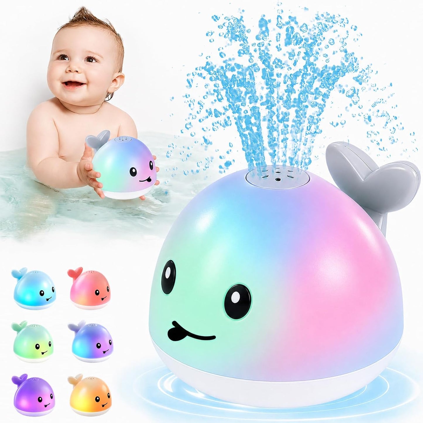 ANGGIKO Baby Bath Toys, Pool Water Table Toy for Babies, Toddler Bath Toys for Kids Ages 1-3, Light Up Whale Bath Toy Sprinkler 1 Year Old Boy Girl Gift Summer Bathtub Fountain Baby Toy 6-12-18 Months Quick Pick Grocers