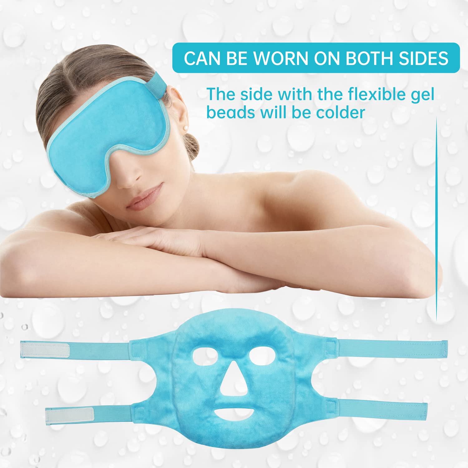 ZNÖCUETÖD Cold Face Eye Mask Ice Pack Reduce Facial Puff, Dark Circles, Hot Cold Compress Pack, Face SPA Gift for Woman Sleeping, Pressure, Headaches, Skin Care, Post Laser Cosmetic Care, Reversible Quick Pick Grocers