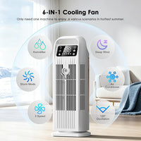 Portable Air Conditioners, 4 IN 1 Evaporative Air Cooler, 1200ML Water Tank, 3 Speeds & Storm Mode & Mist Spray, 120° Auto Oscillation, 12H Timer, Quiet Tower Cooling Fan for Room, Bedroom - White ﻿ Quick Pick Grocers