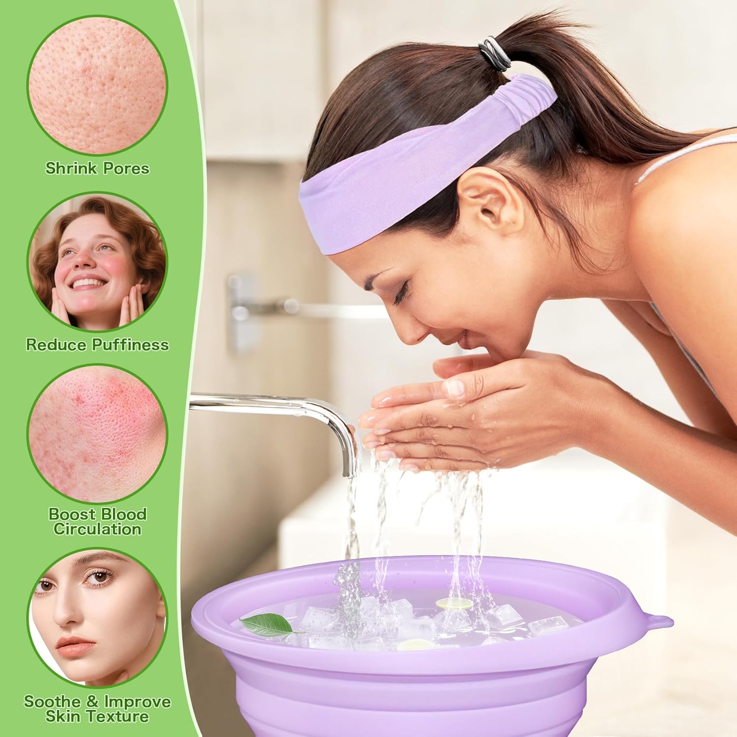 Foldable Ice Bowl with Built-In Ice Tray – Silicone Facial Ice Bath for Shrinking Pores, Boosting Circulation, Cold Plunge Skincare Gift for Men & Women Quick Pick Grocers