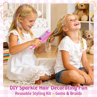 DIY Hair Salon Toys for Girls, Hair Gem Stamper Kit And Hair Rope Braider, Bling Hair Jewels Styling Tool with Glitter Diamonds Comb Beads Accessories Christmas Birthday Gifts for Girl 3 4 5 6 7 8-12 Quick Pick Grocers