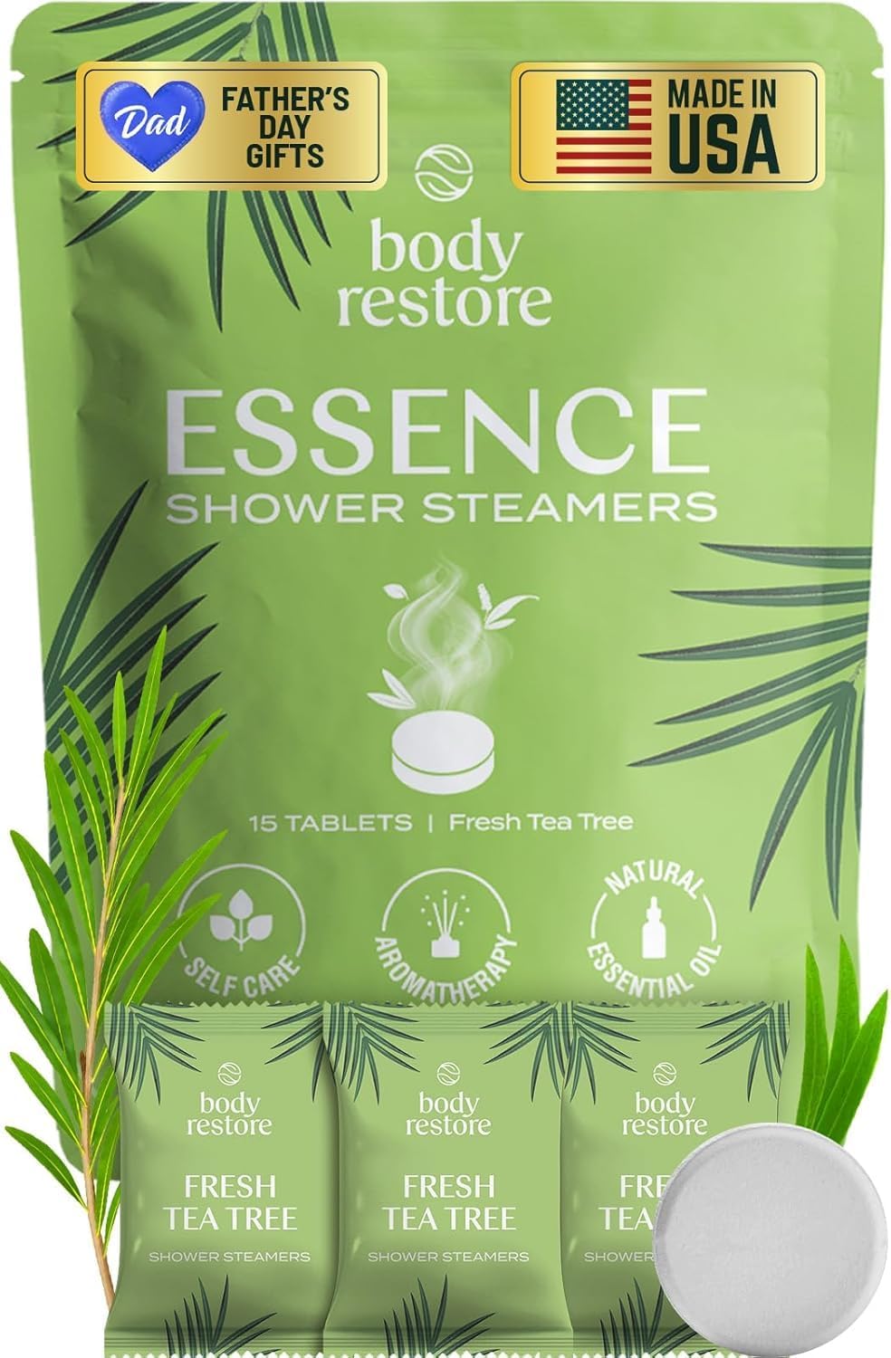 Body Restore Shower Steamers Aromatherapy 15 Pack – Fathers Day Gift for Dad, Luxury Spa Gifts for Men, Relaxation Stress Relief Self Care Quick Pick Grocers