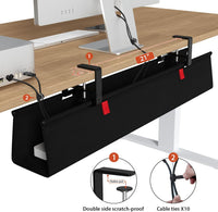 Univivi No Drill Under Desk Cable Management Tray, 36" Cord Organizer for Table, Clamp/Screw Mount Desk Cable Management, Premium Fabric Cable Management Tray for Office, Home Quick Pick Grocers