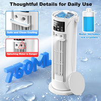 Portable Air Conditioners, 120 °rotating tower fan, portable AC for 3 wind speeds,Storm mode, 8H timing, Evaporative Air Cooler with remote control,750ML water tank, spray,cooling fan for home - white Quick Pick Grocers