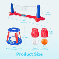 JOYIN Inflatable Pool Float Set Volleyball Net & Basketball Hoops, Balls Included for Kids and Adults Swimming Game Toy, Summer Floaties, Volleyball Court |Basketball Quick Pick Grocers