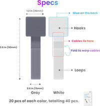 LX IntMfr. Hook and Loop Cable Ties, Self Adhesive Hook and Loop Cable Straps, Sticky-back Cord Organizer, Cable Clip, Household & Office Essentials, 40Pcs per Pack Quick Pick Grocers