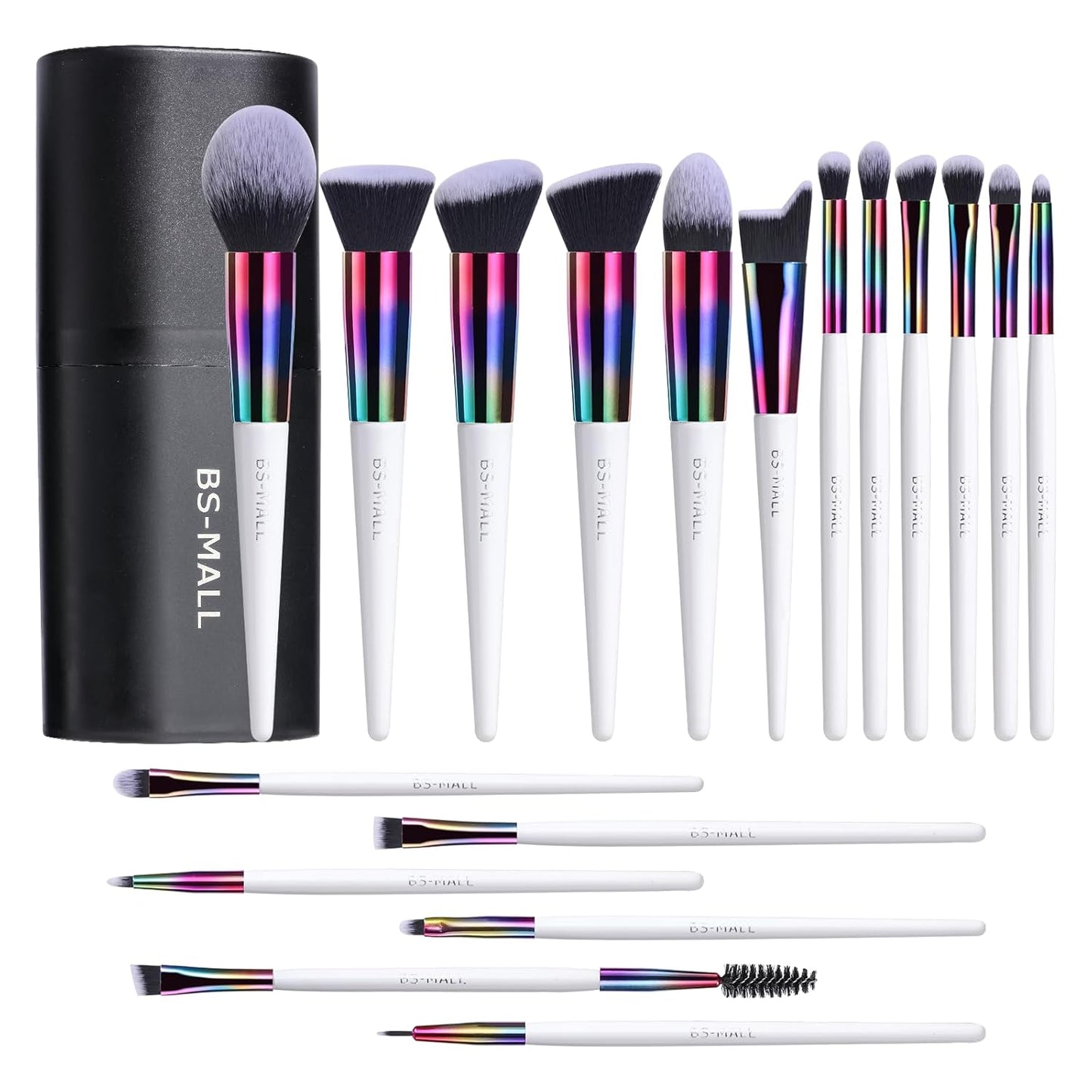 BS-MALL Makeup Brush Set 18 Pcs Professional Foundation Powder Concealers Eyeshadow Blush Synthetic Makeup Brushes with Labeled instruction Black Case Upgraded Version Quick Pick Grocers