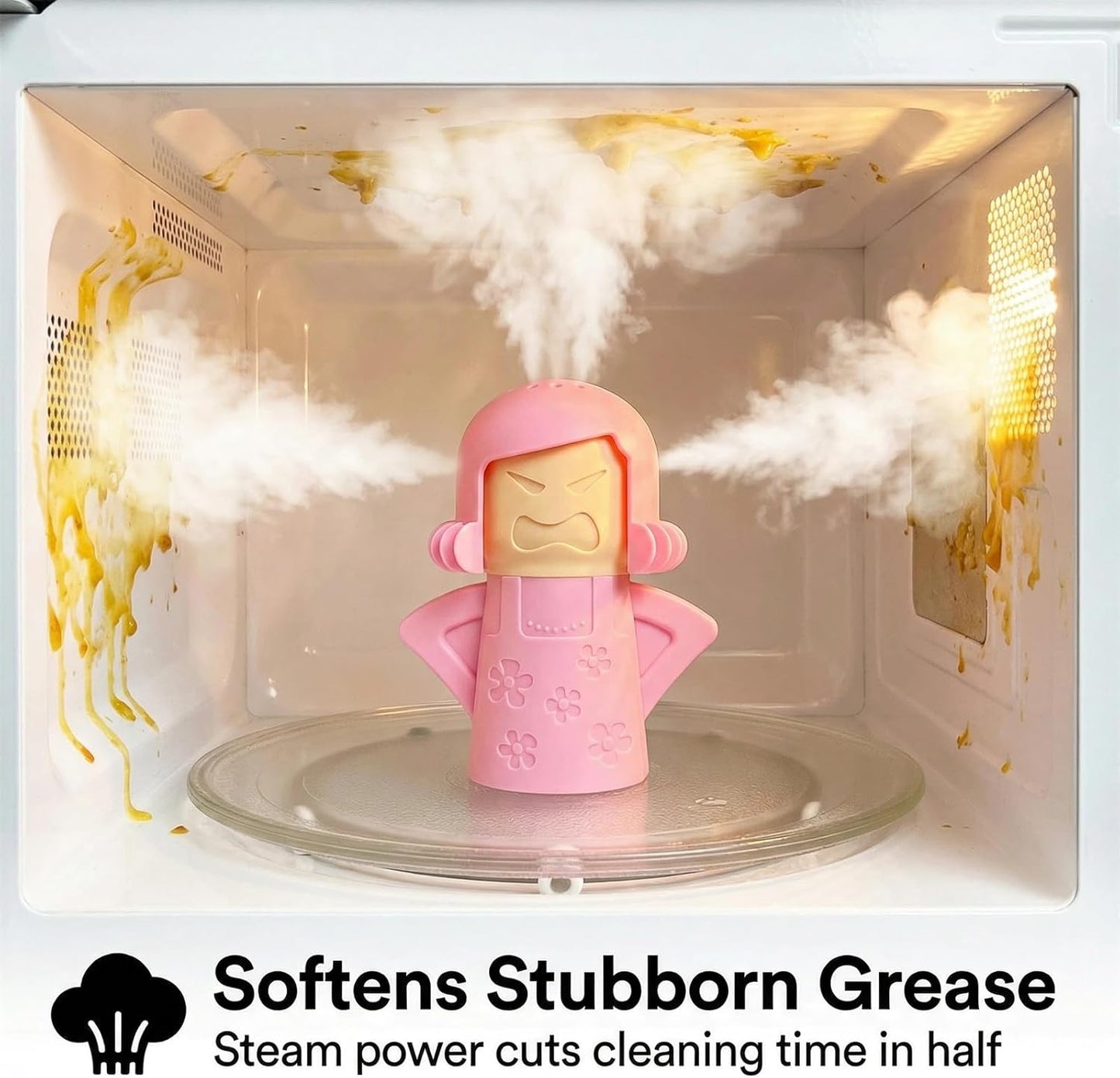 Angry Mom Microwave Cleaner, Mad Mama Microwave Steam Cleaner, Just Add Vinegar and Water, Easily Cleans the Crud in Minutes Quick Pick Grocers