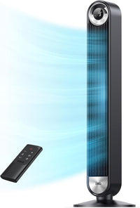 DREO Tower Fan for Bedroom, 90° Oscillating Standing Fan with 28ft/s Velocity, 20dB Quiet for Sleep, DC Motor, 9 Speeds, 4 Modes, 12H Timer, Voice & APP & Remote Control, Starlight Quick Pick Grocers