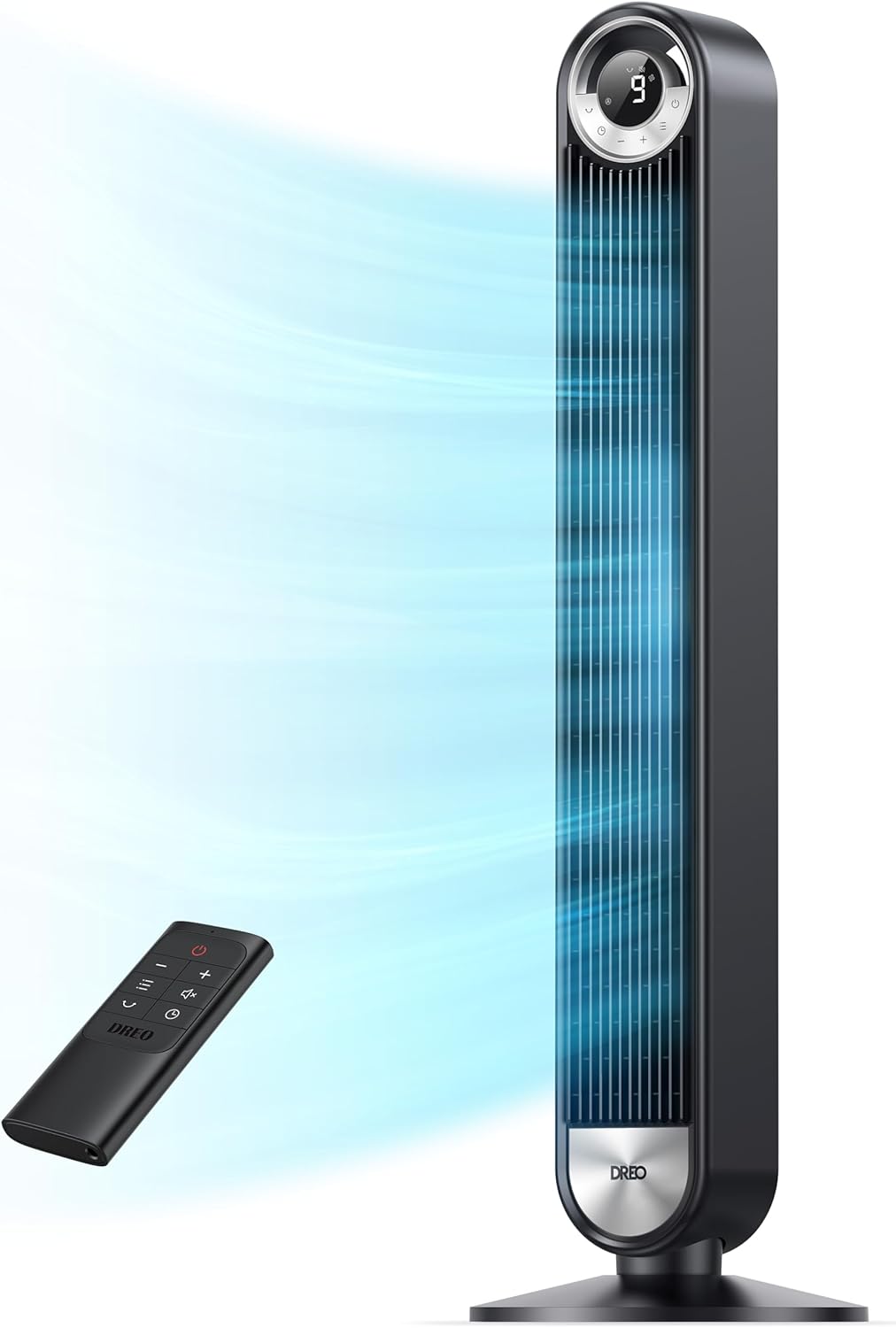 DREO Tower Fan for Bedroom, 90° Oscillating Standing Fan with 28ft/s Velocity, 20dB Quiet for Sleep, DC Motor, 9 Speeds, 4 Modes, 12H Timer, Voice & APP & Remote Control, Starlight Quick Pick Grocers
