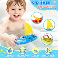 Toy Boat Fleet for Toddlers, Floating Water Play Boats for Pool, Bath & Beach, Colorful Boat Set for Kids Ages 3-5 Quick Pick Grocers