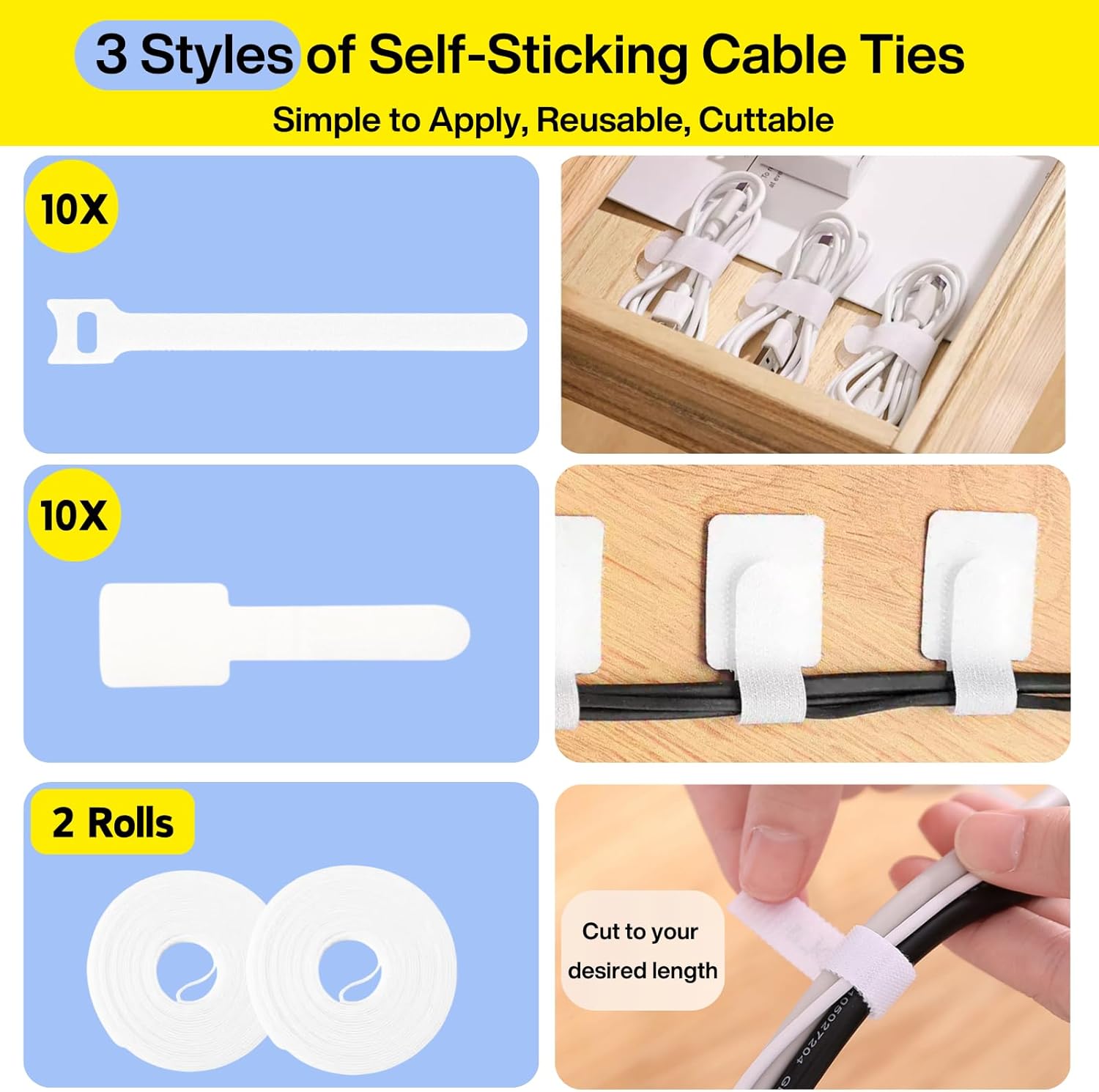 [313Pcs] Cable Management Kit, 67 Adhesive Cable Clips, Topavatop Desk Cord Organizer, 22 Reusable Cable Strap, 4 Cable Sleeve Split, 200 Nylon Cable Zip Ties with 20 Mounts for TV Office Home Quick Pick Grocers