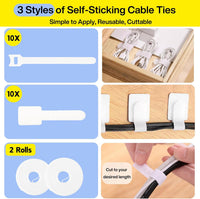 [313Pcs] Cable Management Kit, 67 Adhesive Cable Clips, Topavatop Desk Cord Organizer, 22 Reusable Cable Strap, 4 Cable Sleeve Split, 200 Nylon Cable Zip Ties with 20 Mounts for TV Office Home Quick Pick Grocers