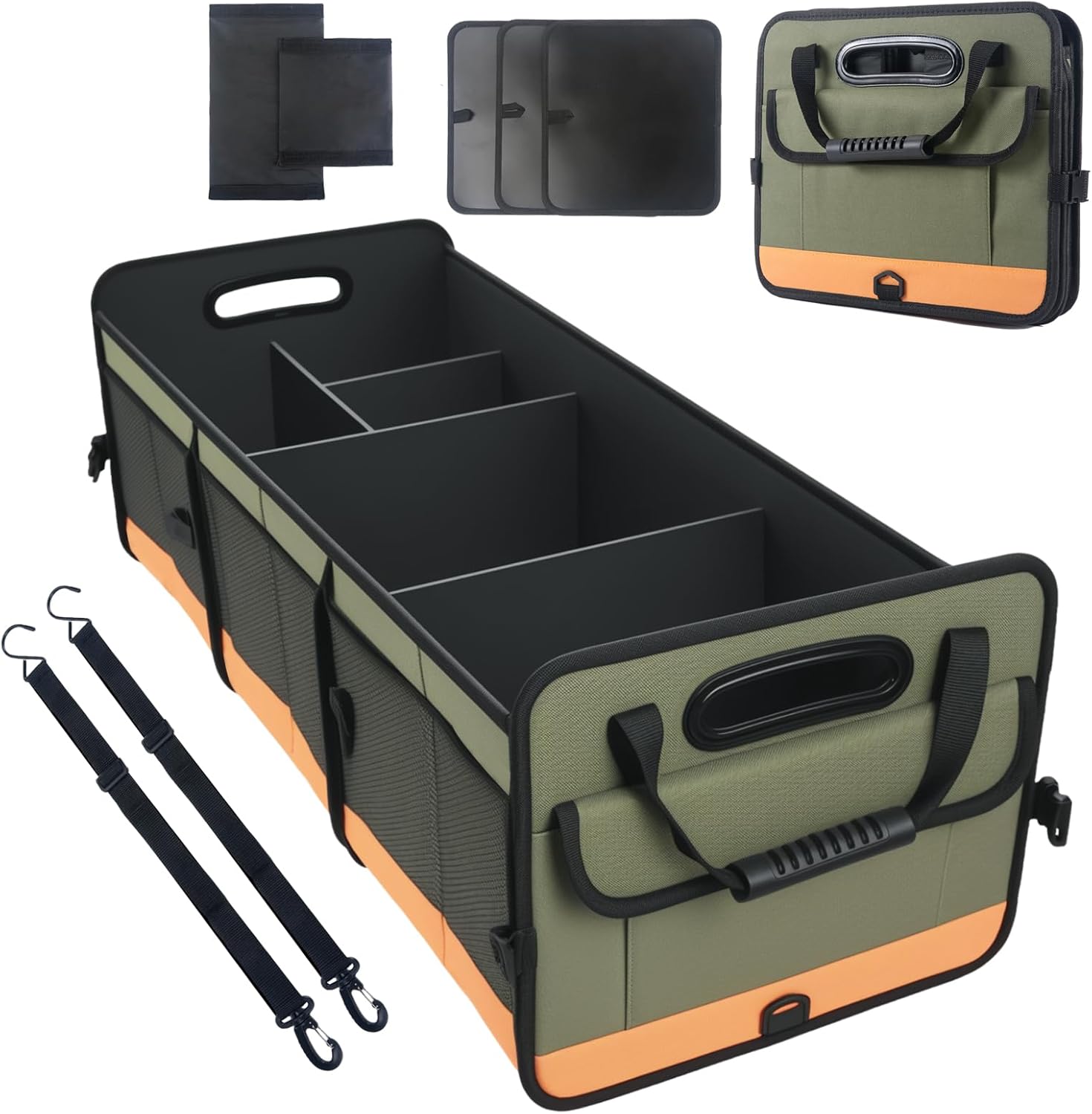 Trunk Organizer for Car, Sturdy Storage Organization with Non-Slip Bottom Strips, 95L Large Capacity Cargo Organizer for Suv, Truck, Sedan, Waterproof Portable Car Organizers for Women Men Quick Pick Grocers