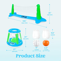 JOYIN Inflatable Pool Float Set Volleyball Net & Basketball Hoops, Balls Included for Kids and Adults Swimming Game Toy, Summer Floaties, Volleyball Court |Basketball Quick Pick Grocers