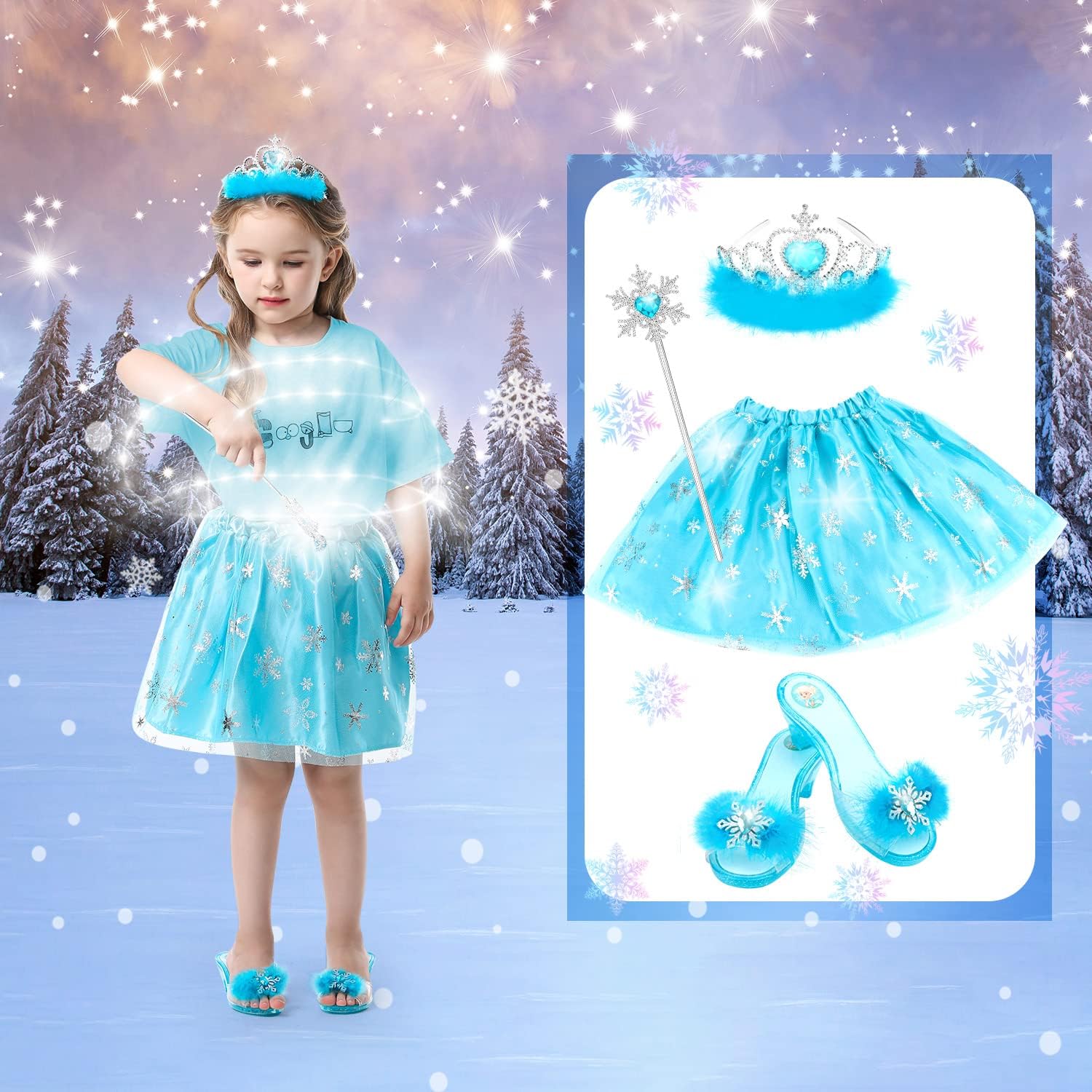 Princess Dress Up Shoes Set, Girls Dress Up Toys Toddler Jewelry Boutique Kit, 3 Themes of Unicorn Mermaid Ice Princess Costumes Set, Pretend Play Gifts for Little Girls Aged 3-6 Years Old Quick Pick Grocers