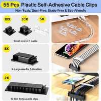 [313Pcs] Cable Management Kit, 67 Adhesive Cable Clips, Topavatop Desk Cord Organizer, 22 Reusable Cable Strap, 4 Cable Sleeve Split, 200 Nylon Cable Zip Ties with 20 Mounts for TV Office Home Quick Pick Grocers