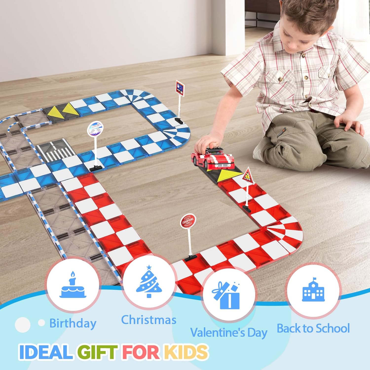 Magnetic Tiles Building Blocks for 3 4 5 6 7 8+ Years Old Boys Girls Colorful Magnet Stacking Toys Birthday Gift for Toddlers STEM Preschool Educational Construction Tiles Set Quick Pick Grocers