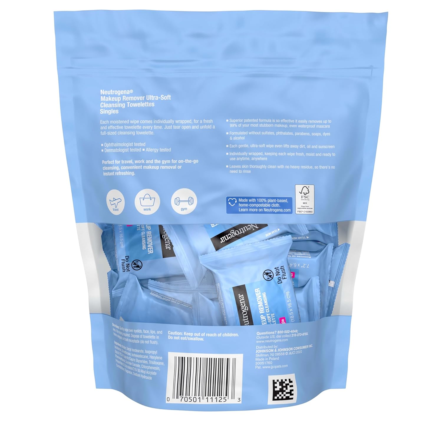 Neutrogena Makeup Remover Wipes, Daily Single Face Cleansing Towelettes, Makeup Removing Cleansing Wipes Removes Dirt & Oil, Alcohol-Free Face Towelettes, 20 ct Quick Pick Grocers