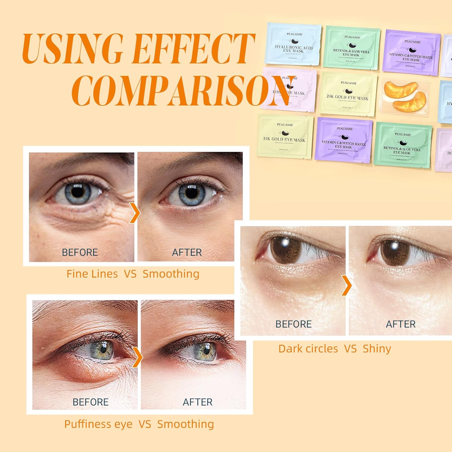 PEAUAMIE Under Eye Patches Collagen and Peptide Eye Mask for Dark Circles and Puffiness,Face Mask Skin Care Products 30 Pairs Quick Pick Grocers