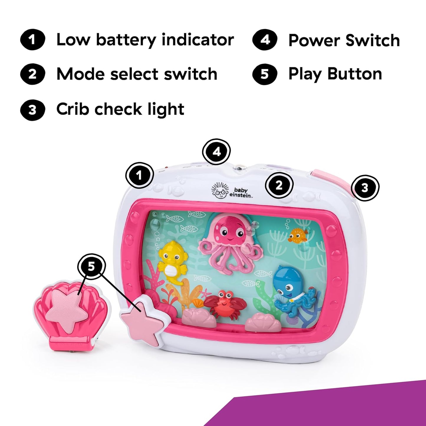 Baby Einstein Sea Dreams Soother Musical Crib Toy and Sound Machine, Newborn and up Quick Pick Grocers